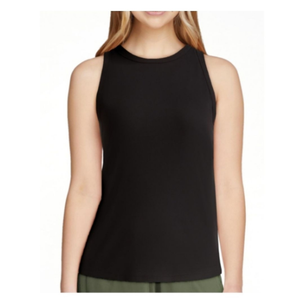 2 Pack Terra & Sky High Neck Black Ribbed Tank Top